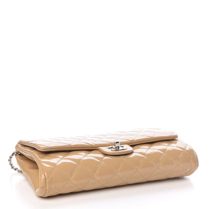 Chanel Patent Quilted Clutch with Chain Flap Beige 4 of 14
