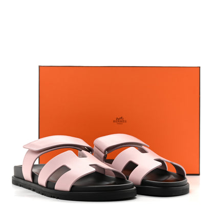Hermes Calfskin Womens Chypre Sandals 38 Rose Cannon 10 of 10