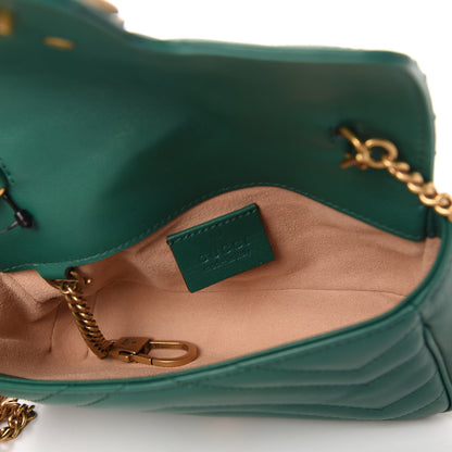 Gucci Calfskin Matelasse Super Mini GG Marmont Shoulder Bag Emerald Green 5 of 11