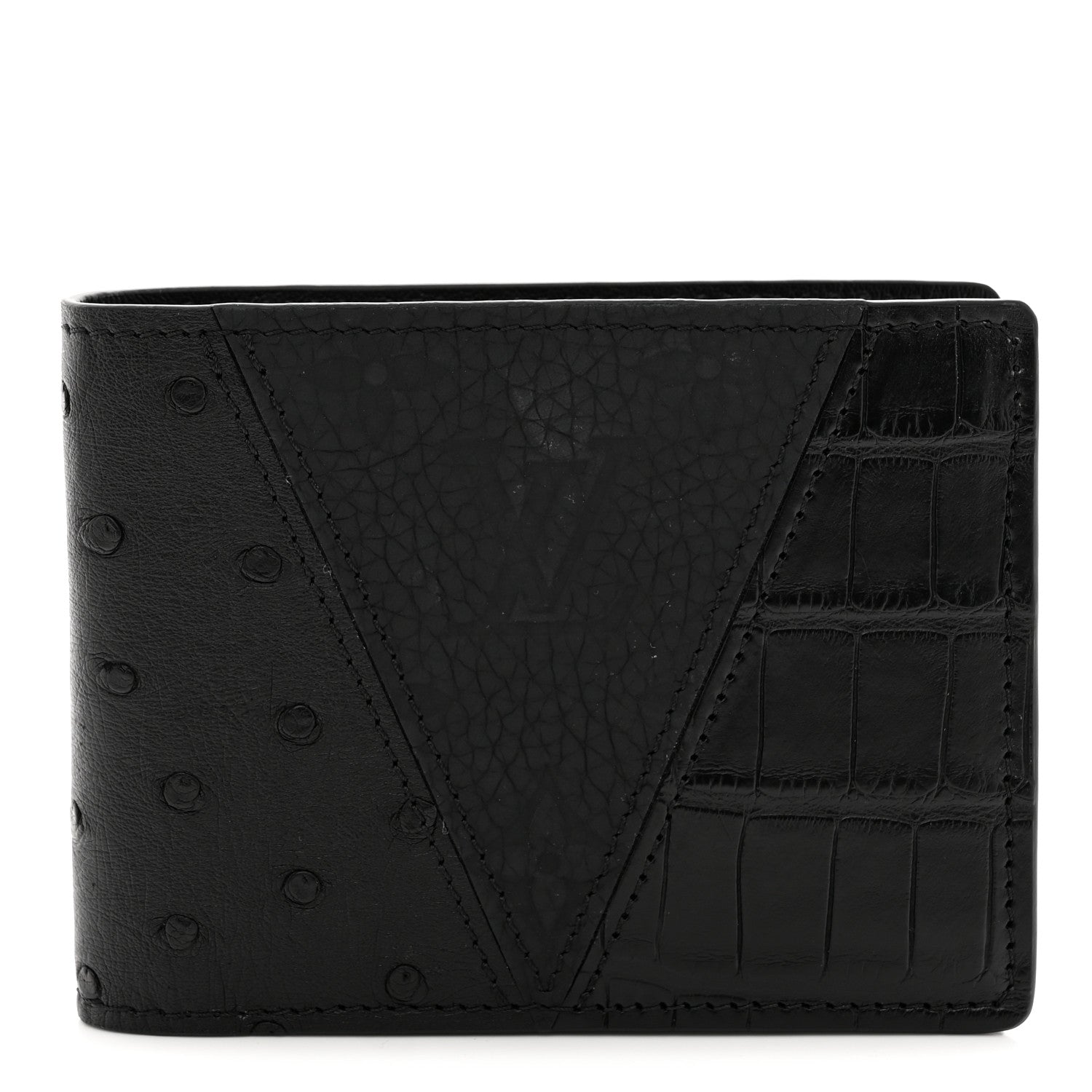 Louis Vuitton Crocodile Ostrich Taurillon Monogram Shadow Multiple Wallet Black 1 of 8