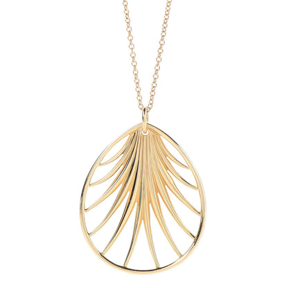 Tiffany 18K Yellow Gold Large Paloma Picasso Villa Paloma Palm Pendant Necklace 30 4 of 8
