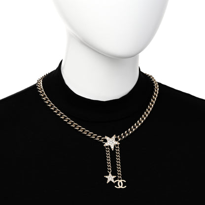 Chanel Metal Crystal Chain CC Star Pendant Choker Necklace 2 of 6