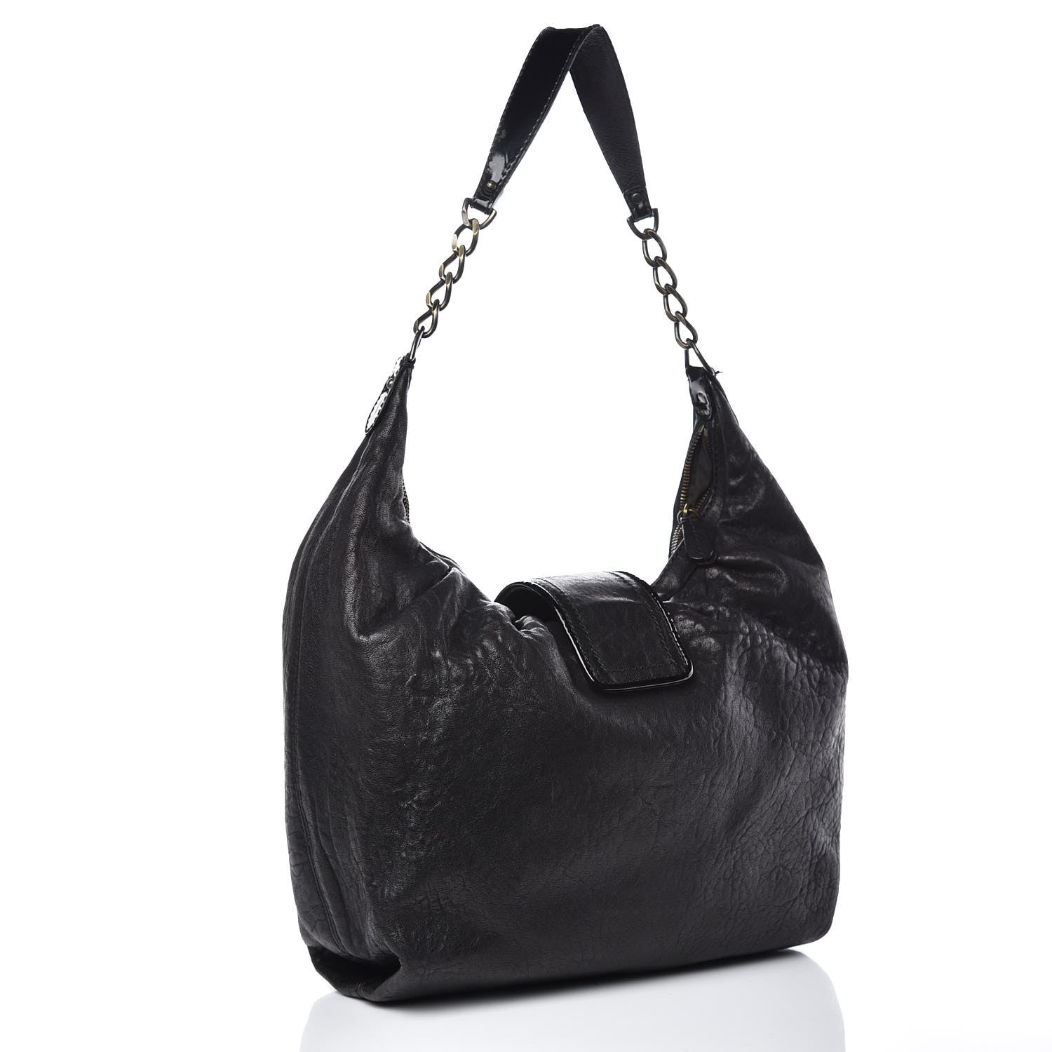 Fendi Nappa Patent B Buckle Hobo Black 3 of 11