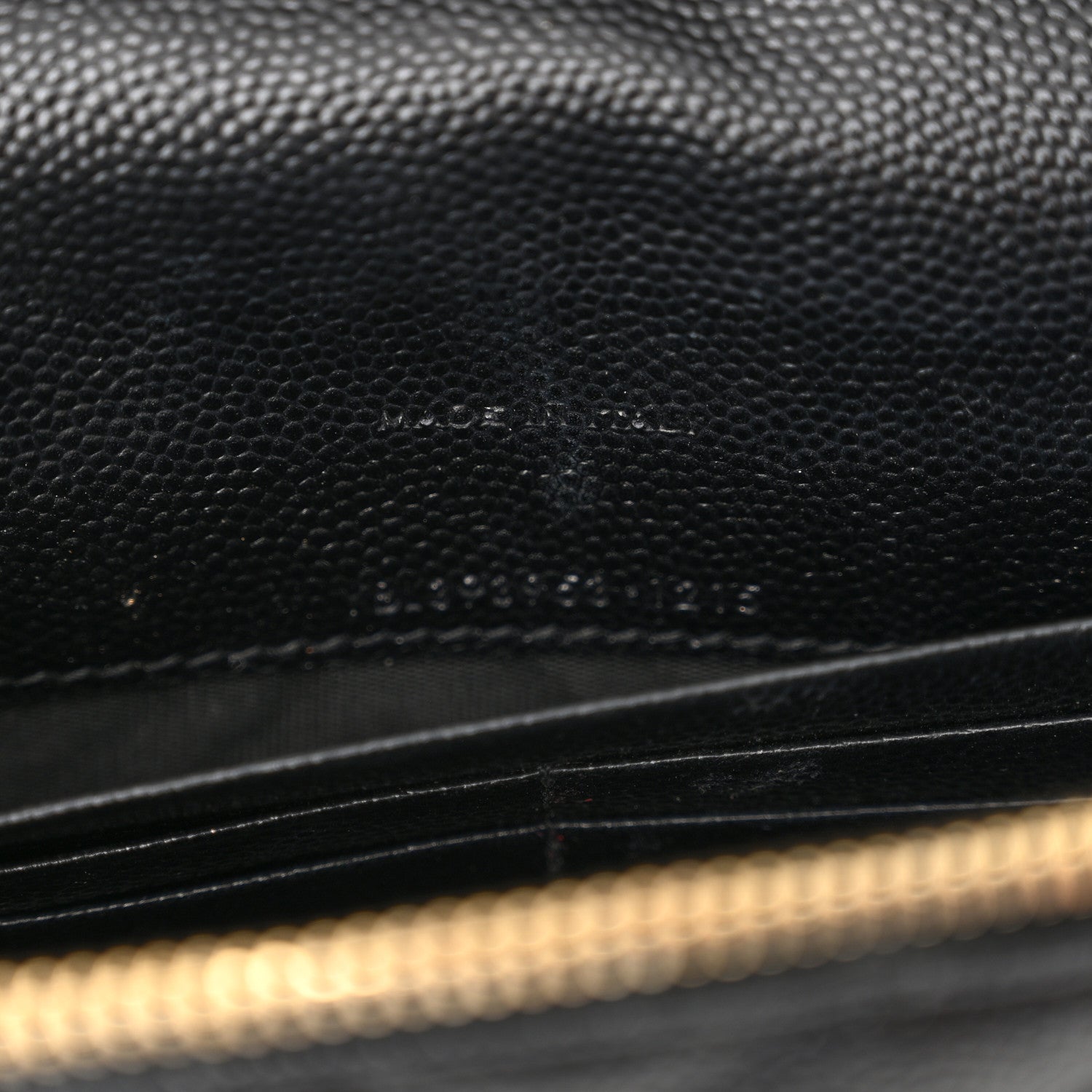 Saint Laurent Grain De Poudre Matelasse Chevron Monogram Envelope Chain Wallet Black 7 of 15