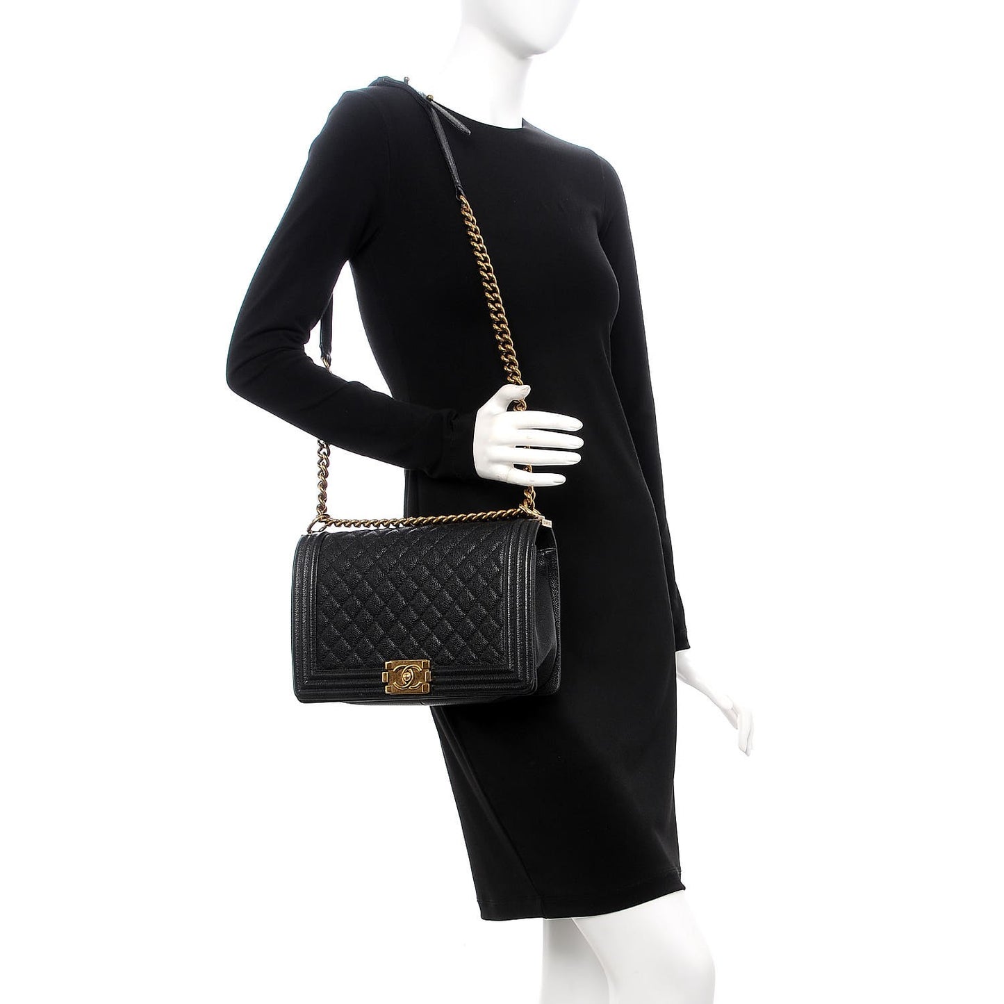 Caviar Quilted New Medium Boy Flap Black