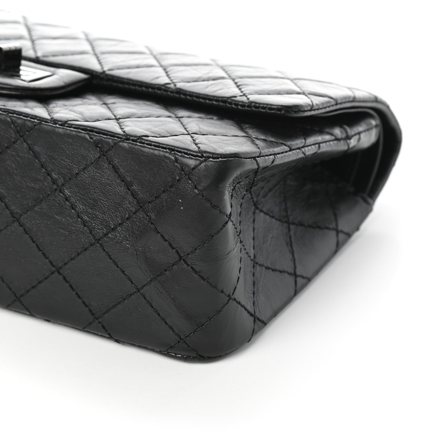 Aged Calfskin Quilted 2.55 Reissue 225 Flap So Black