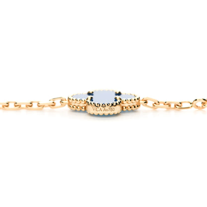 Van Cleef & Arpels 18K Yellow Gold Blue Agate 10 Motifs Vintage Alhambra Necklace 4 of 6