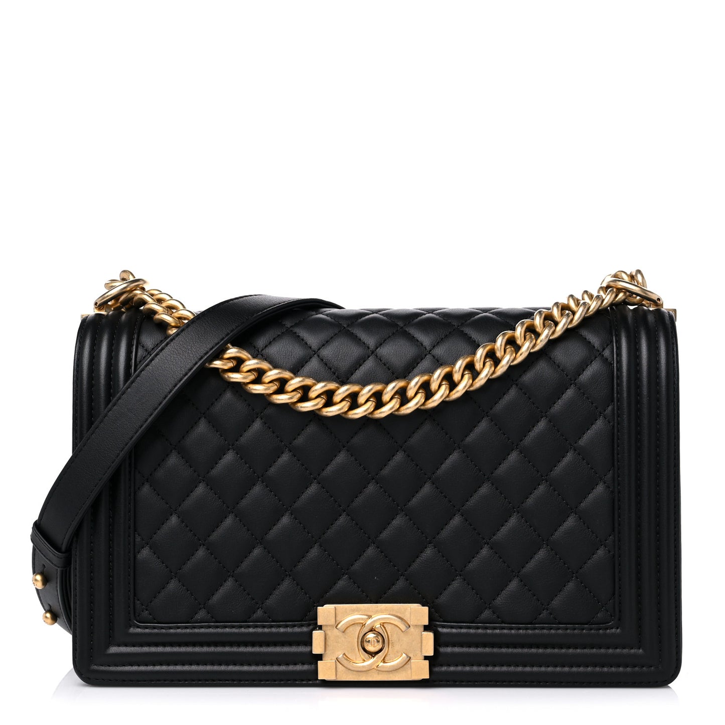 Calfskin Quilted New Medium Boy Flap Black