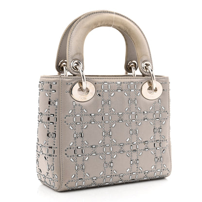 Christian Dior Satin Crystal Cannage Mini Lady Dior Gray 3 of 11