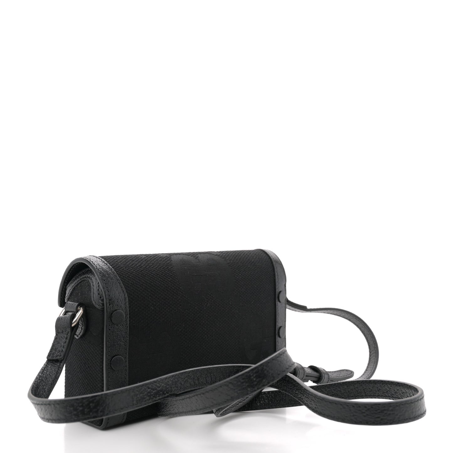 Monogram Jumbo GG Textured Dollar Calfskin Mini Horsebit 1955 Shoulder Bag Black