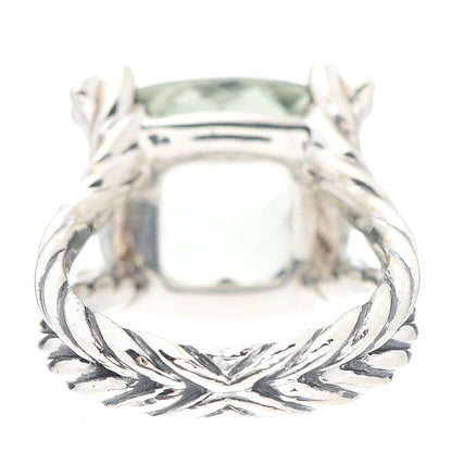 David Yurman Sterling Silver Diamond Prasiolite 15mm Cushion On Point Ring 54 6.75 4 of 5