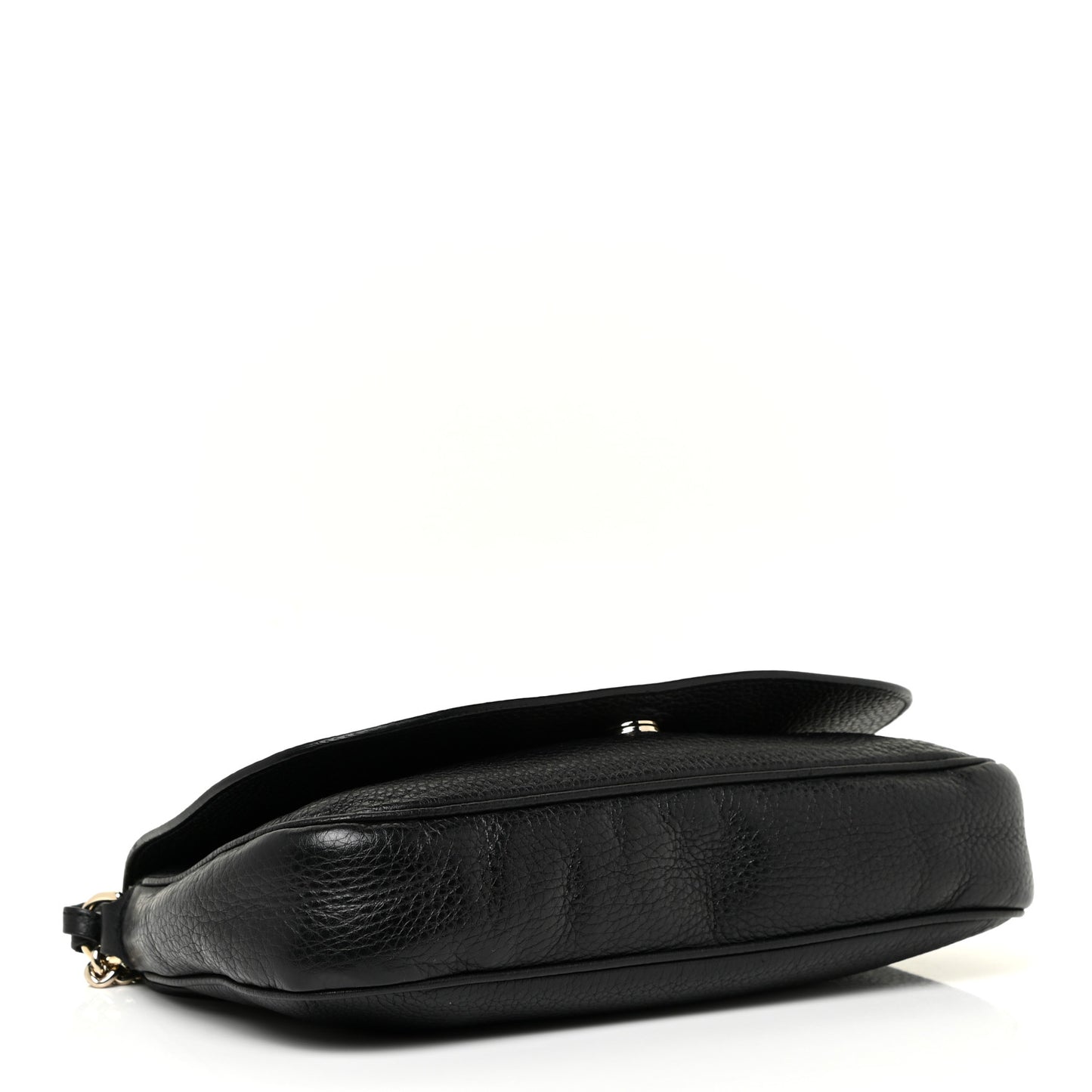 Pebbled Calfskin Medium Soho Flap Crossbody Black