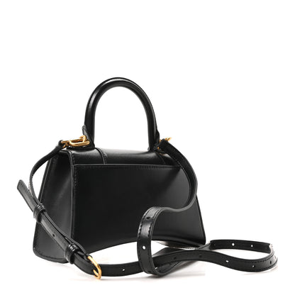 Balenciaga Shiny Box Calfskin Hourglass Top Handle Bag XS Black 3 of 9