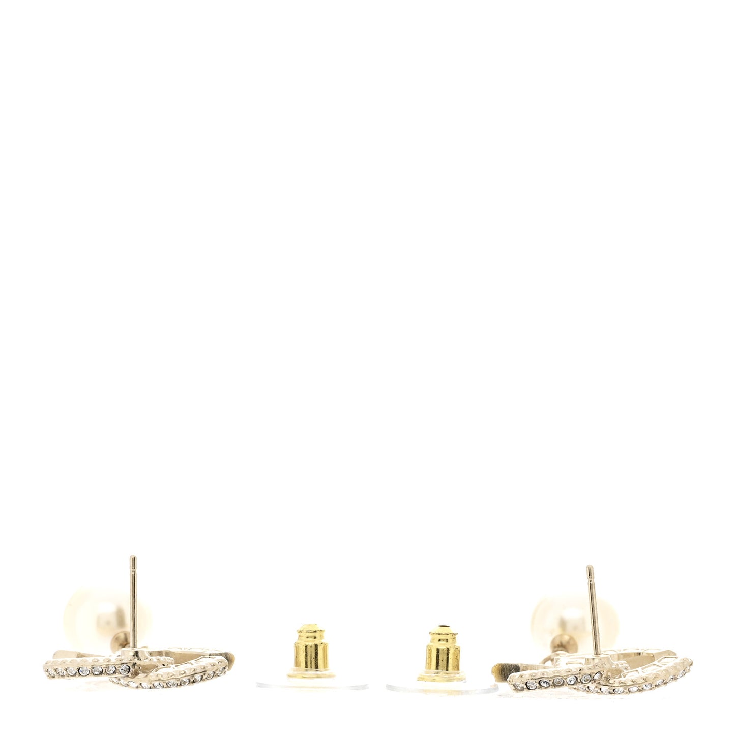 Crystal Pearl CC Drop Earrings Gold