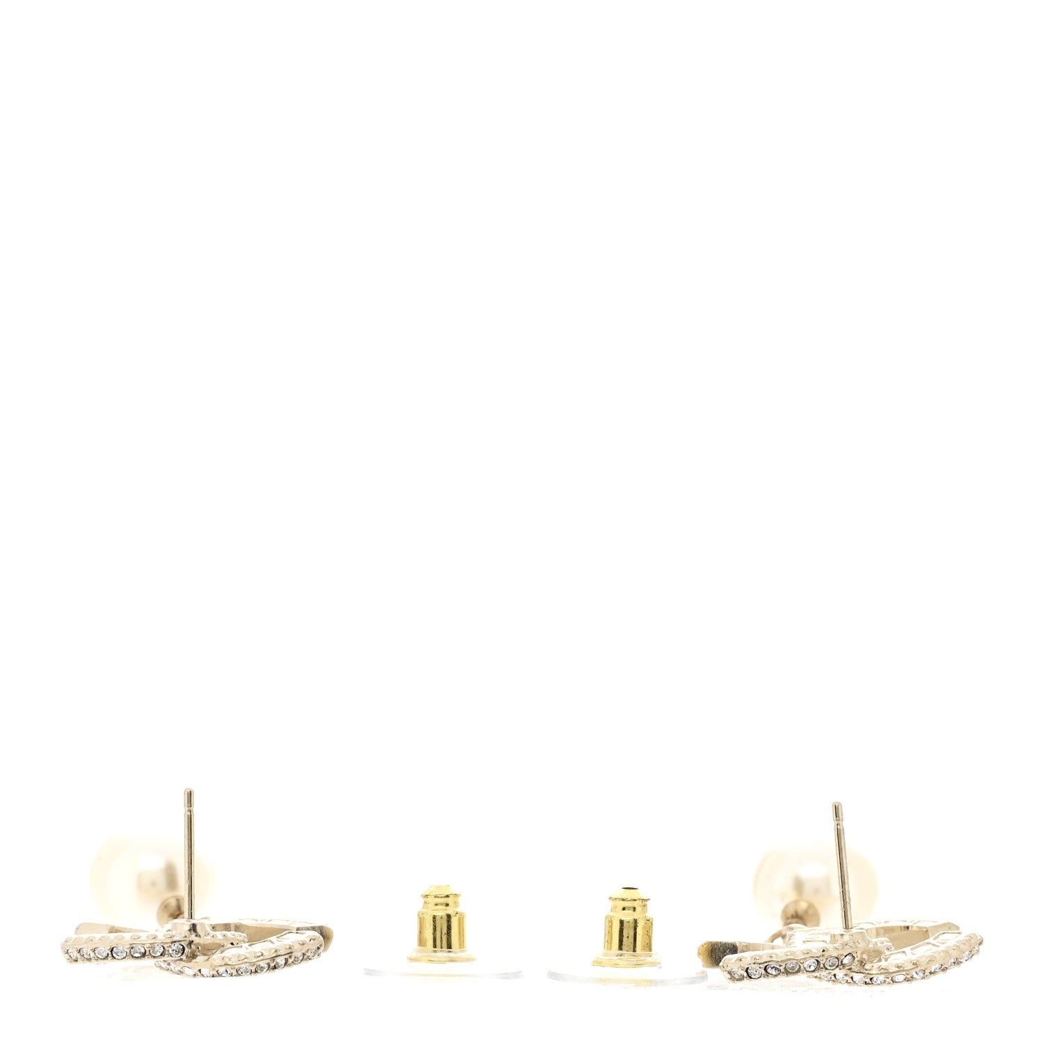 Chanel Crystal Pearl CC Drop Earrings Gold 3 of 5