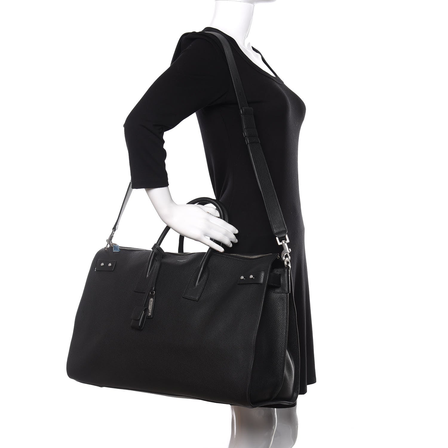 Saint Laurent Grained Calfskin 48H Sac De Jour Duffle Black 2 of 10