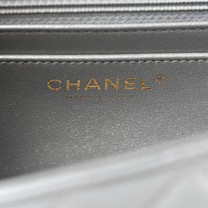Chanel Metallic Lambskin Quilted Mini Strass On Top Flap Silvery 6 of 10