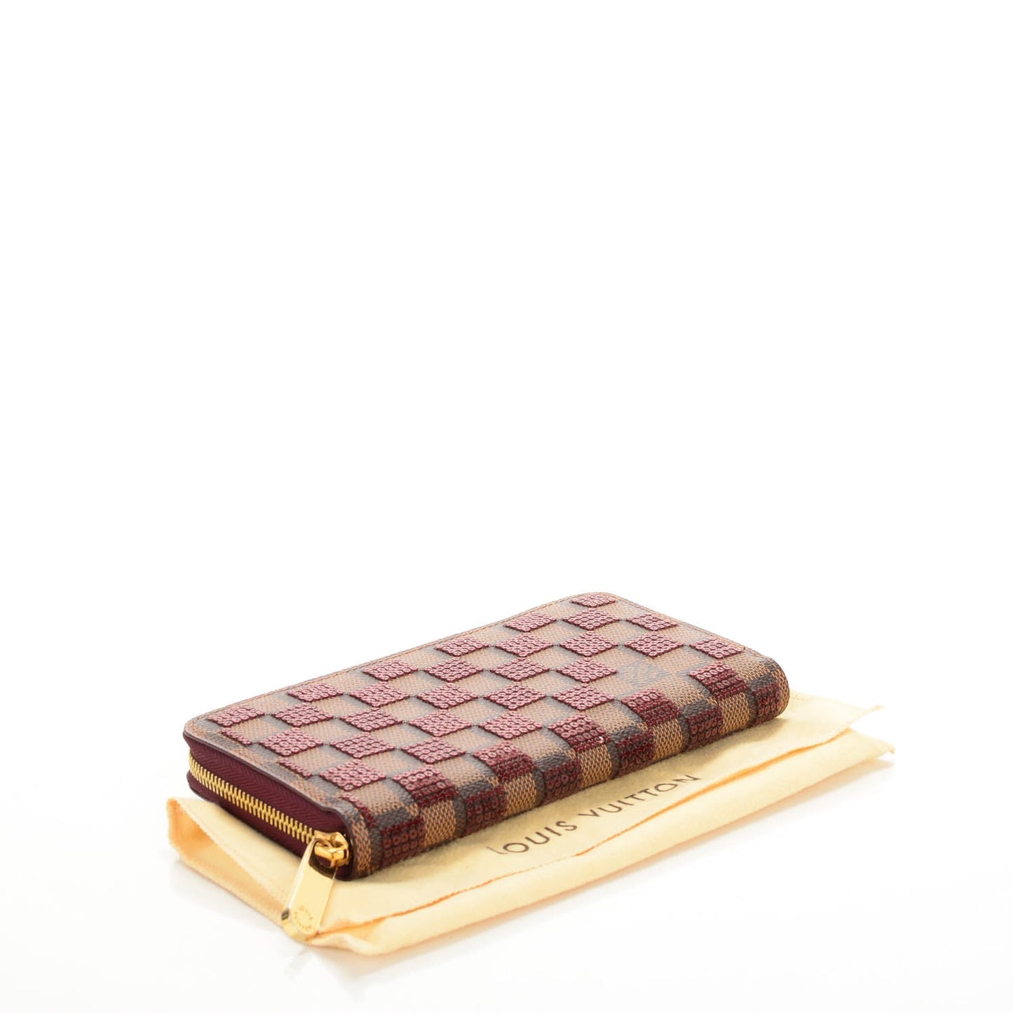 Damier Paillettes Zippy Wallet Red