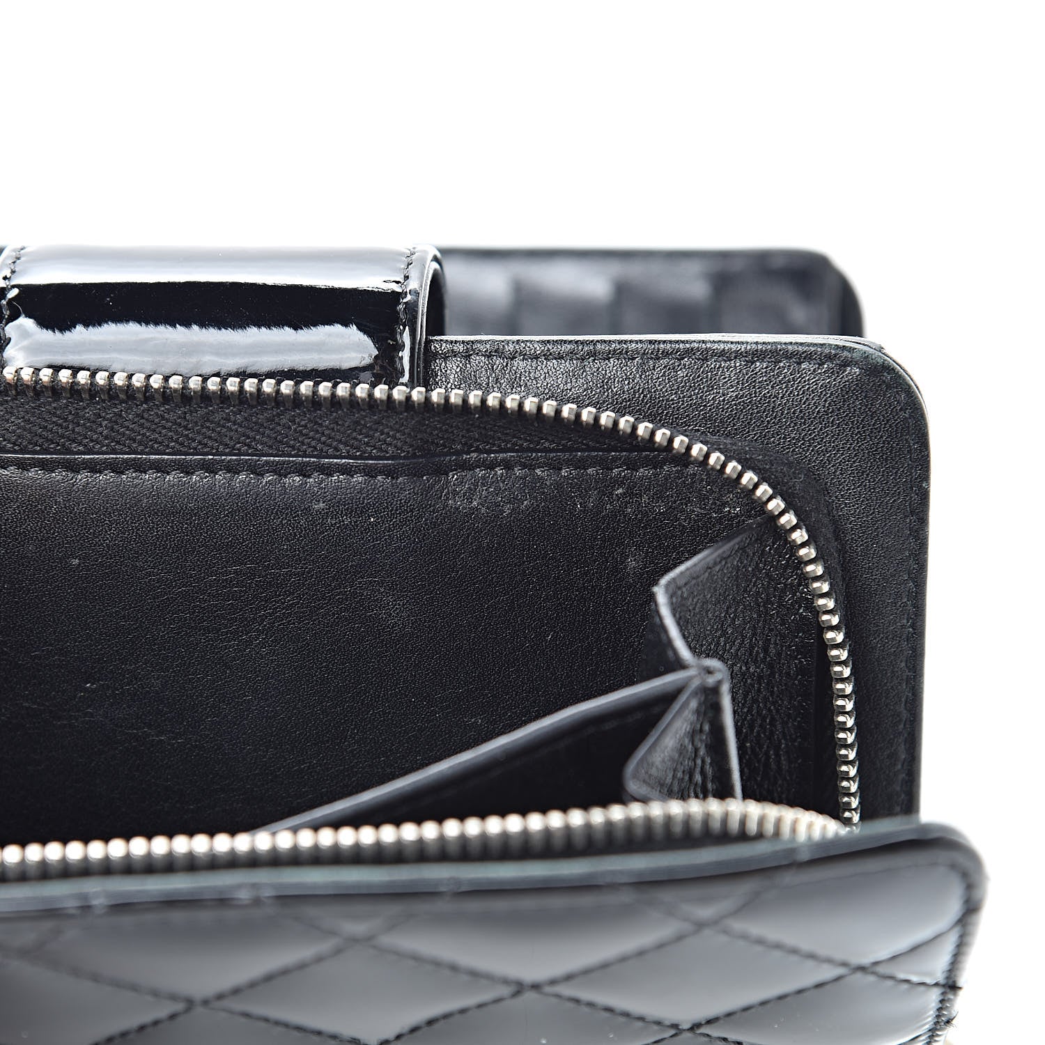 Chanel Patent Quilted Brilliant Zipped Pocket Wallet Black 10 of 13