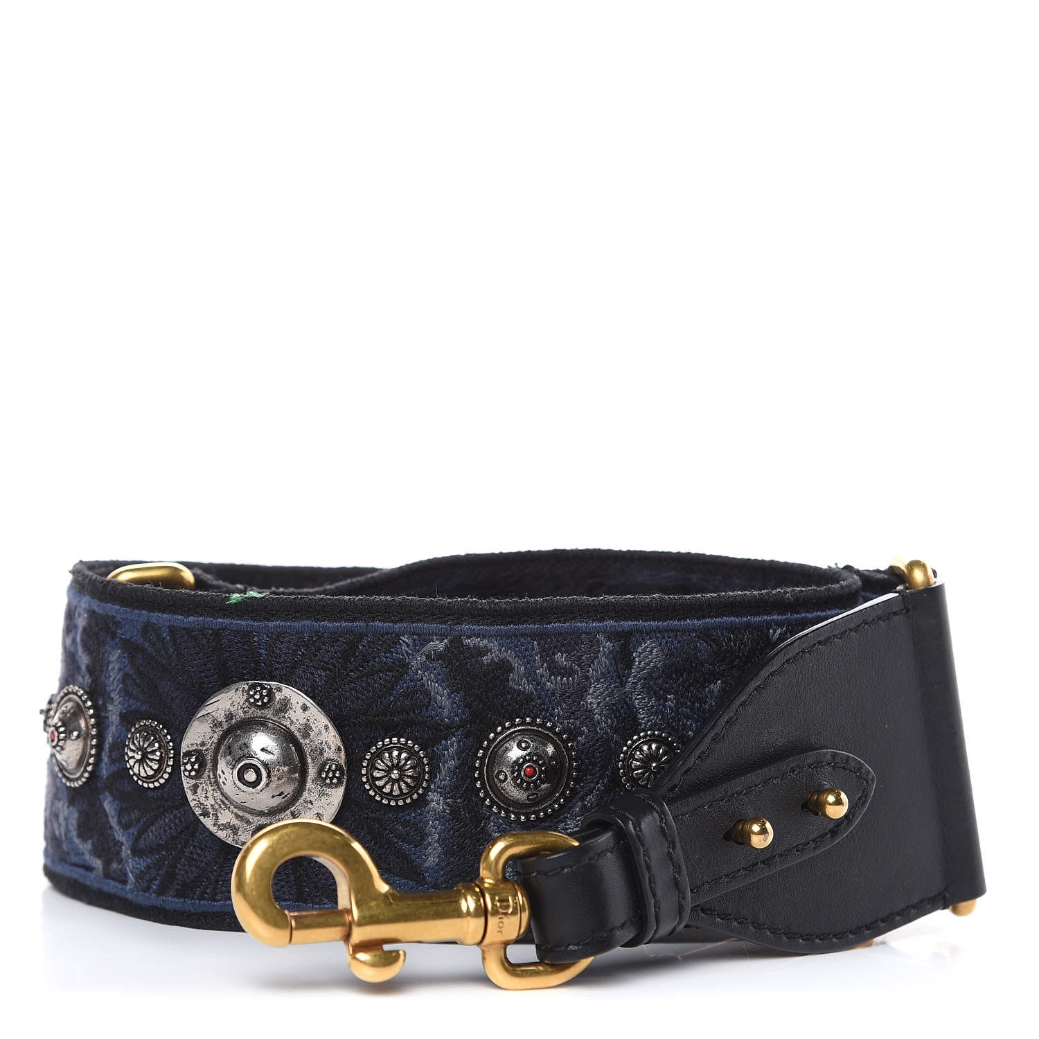 Christian Dior Canvas Embroidered Studded KaleiDiorscopic Adjustable Shoulder Strap Blue 1 of 3