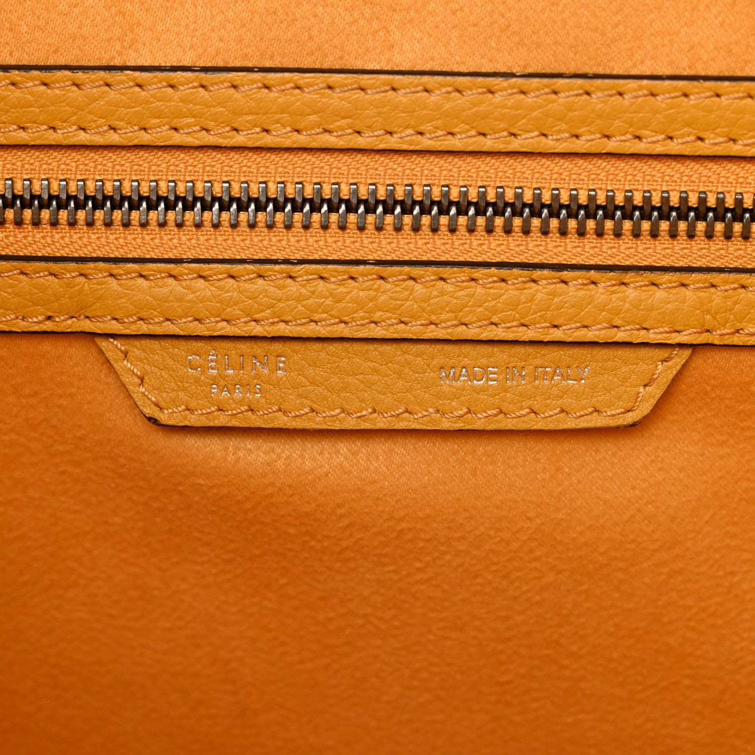 Celine Drummed Calfskin Mini Luggage Ocre 7 of 14