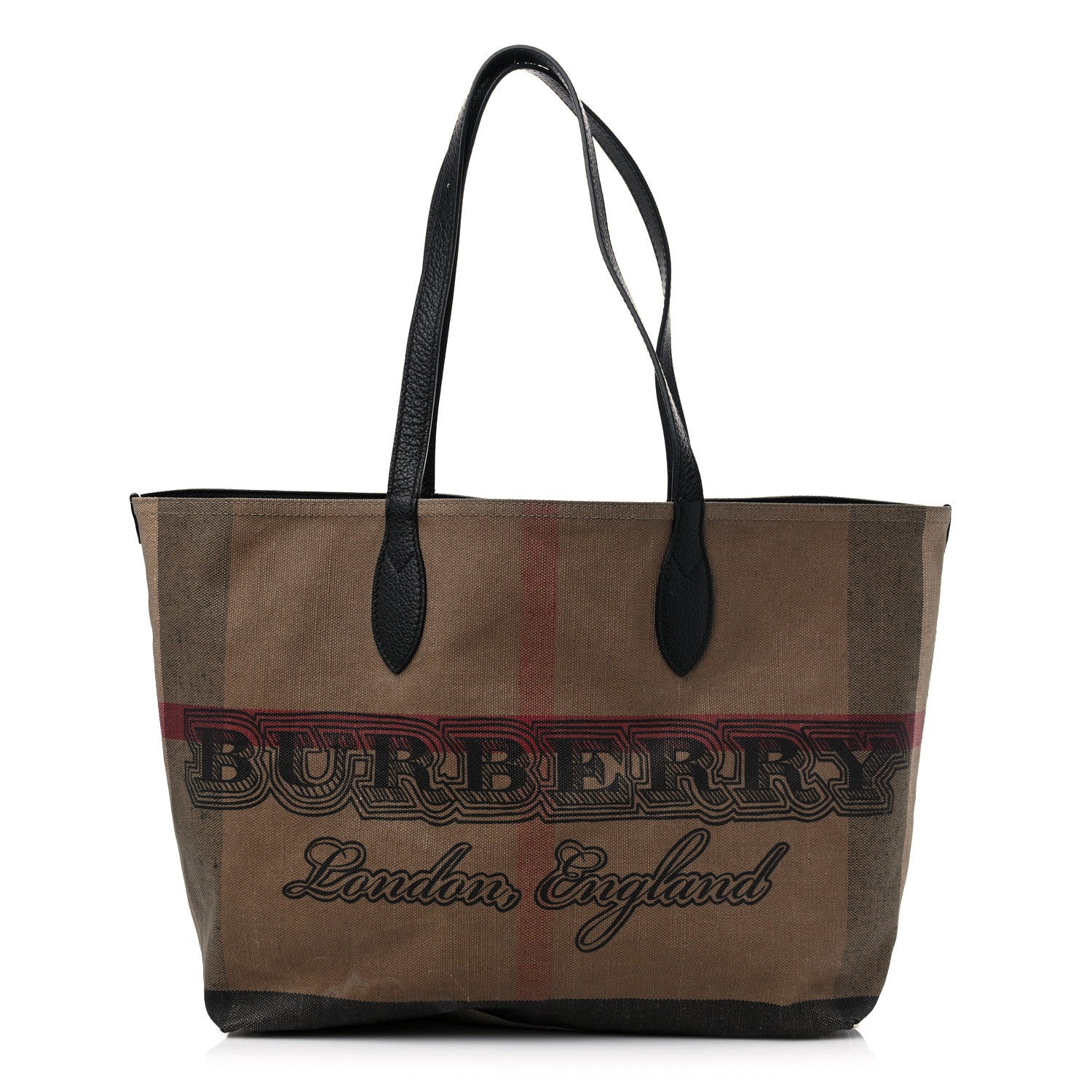 Burberry Coated Canvas Mega Check Medium Doodle Tote Black 1 of 15