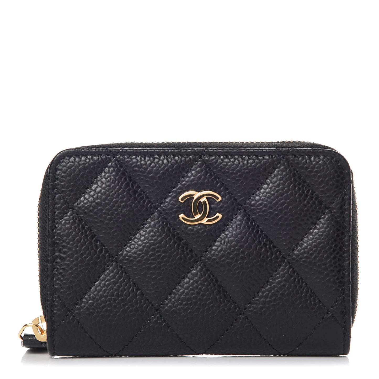 Caviar Quilted Zip Coin Purse Black