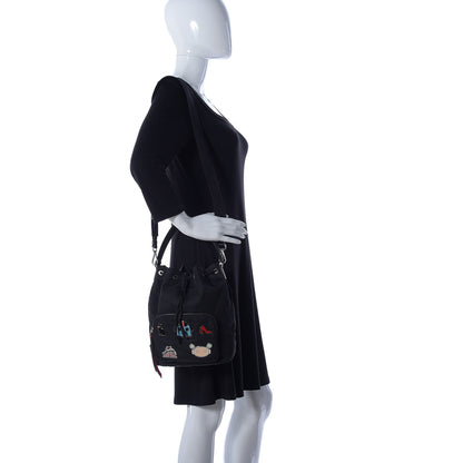 Prada Tessuto Nylon Saffiano Smalto Mini Bucket Crossbody Bag Black 2 of 12