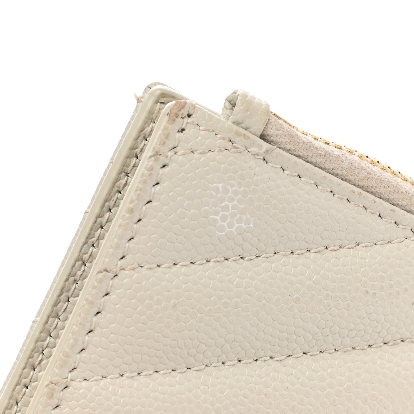 Grain De Poudre Matelasse Chevron Monogram Zipped Card Case Crema Soft