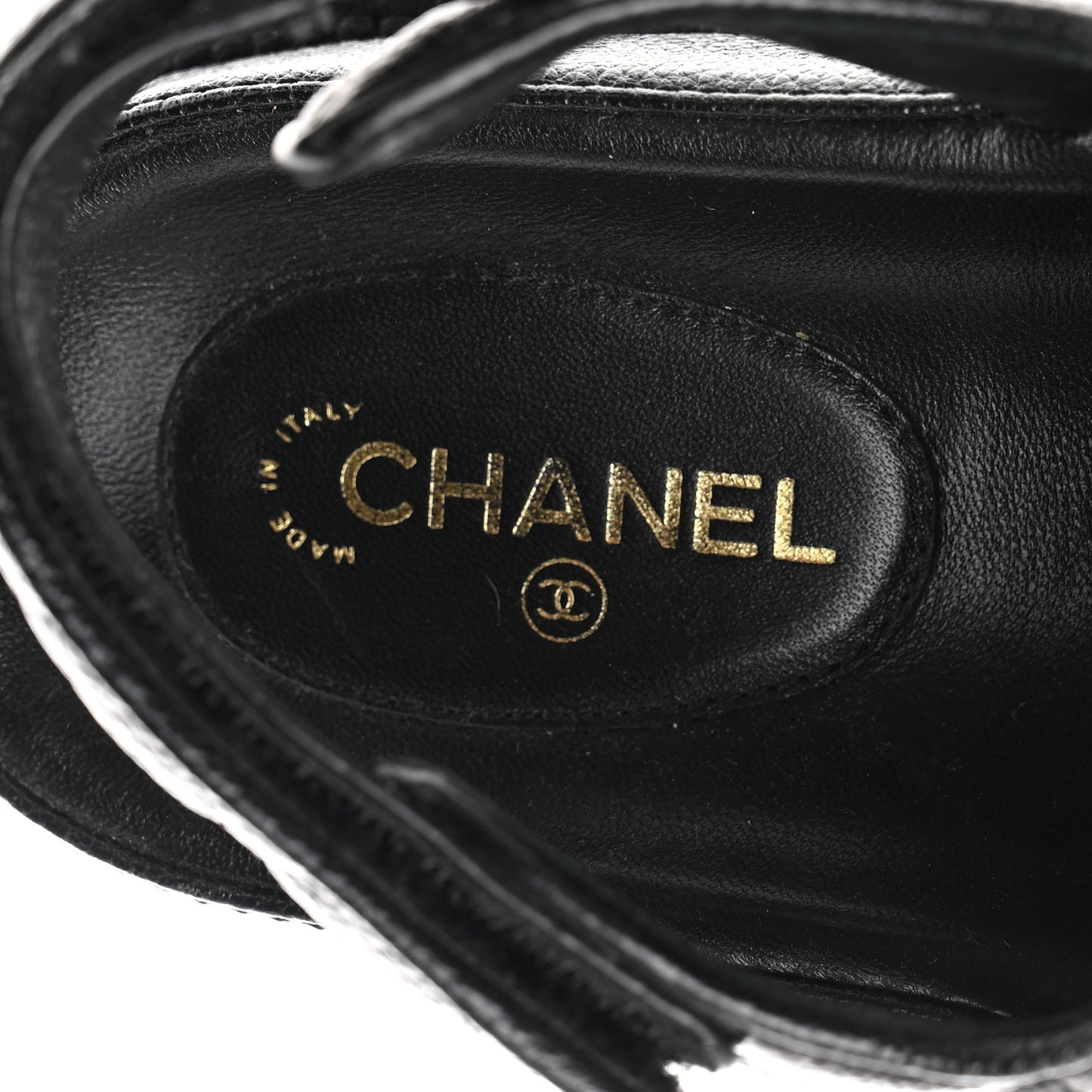 Grained Calfskin Velcro Dad Sandals 38.5 Black