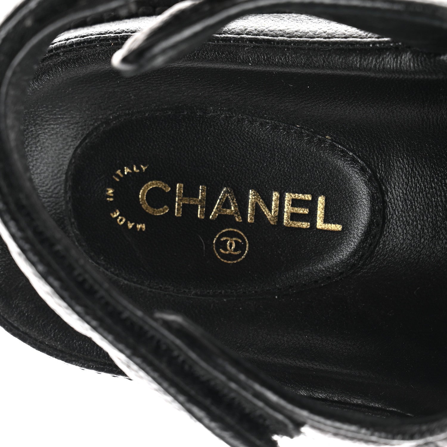 Chanel Grained Calfskin Velcro Dad Sandals 38.5 Black 7 of 9