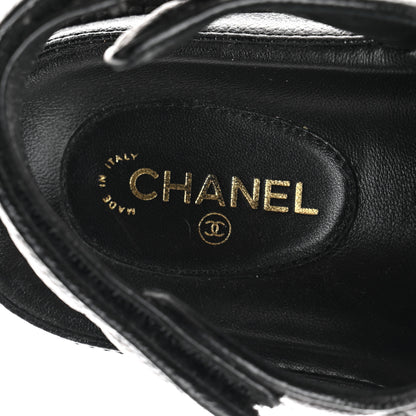 Chanel Grained Calfskin Velcro Dad Sandals 38.5 Black 7 of 9