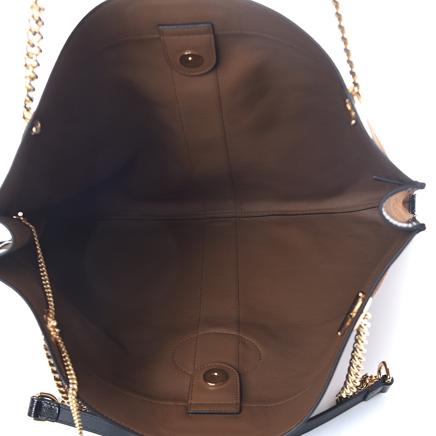 Gucci Suede Patent Large Rajah Chain Tote Nocciola Black 5 of 9