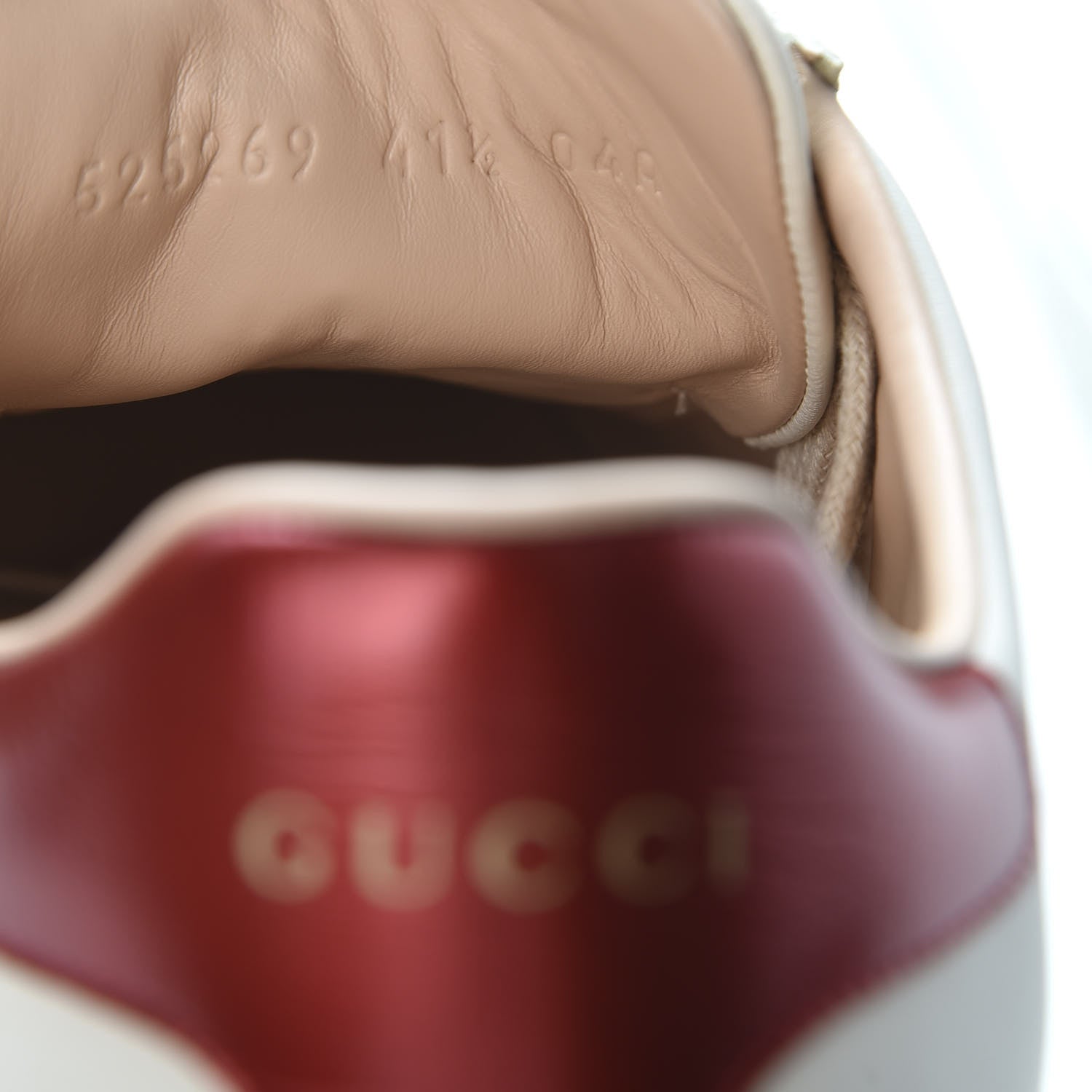 Gucci Calfskin Stripe Womens New Ace Sneakers 41 New Mystic White Ecru Red Flame 10 of 11