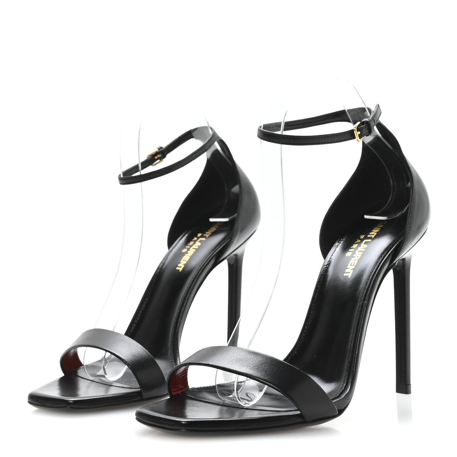 Saint Laurent Calfskin Tripon Amber 105 Ankle Strap Sandals 39 Black 4 of 8