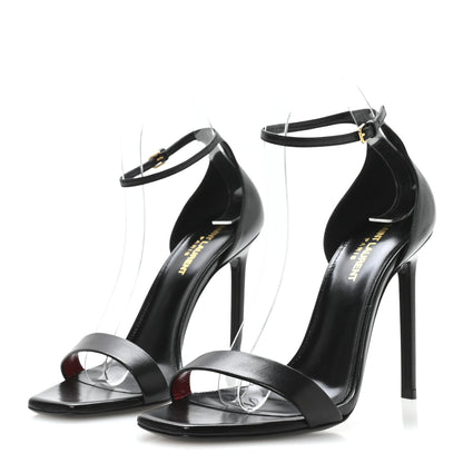 Saint Laurent Calfskin Tripon Amber 105 Ankle Strap Sandals 39 Black 4 of 8
