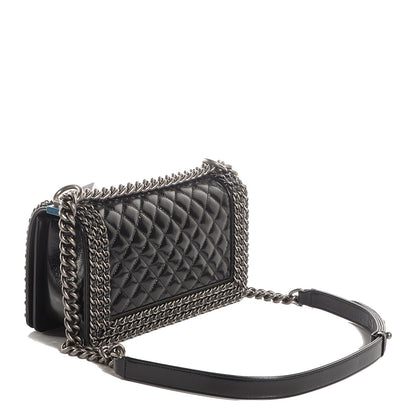 Chanel Calfskin Medium Boy Chained Flap Black 3 of 7