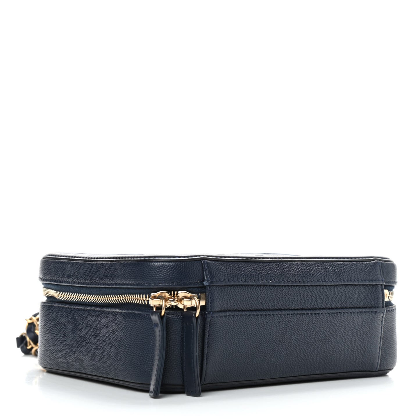 Caviar Quilted Medium CC Filigree Vanity Case Navy