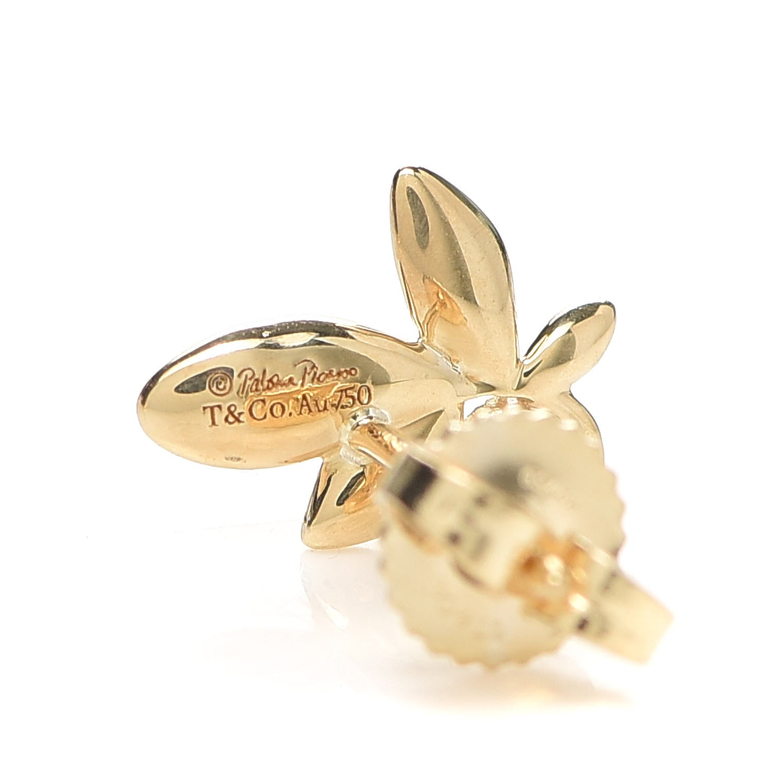 Tiffany 18K Yellow Gold Diamond Paloma Picasso Olive Leaf Earrings 4 of 5