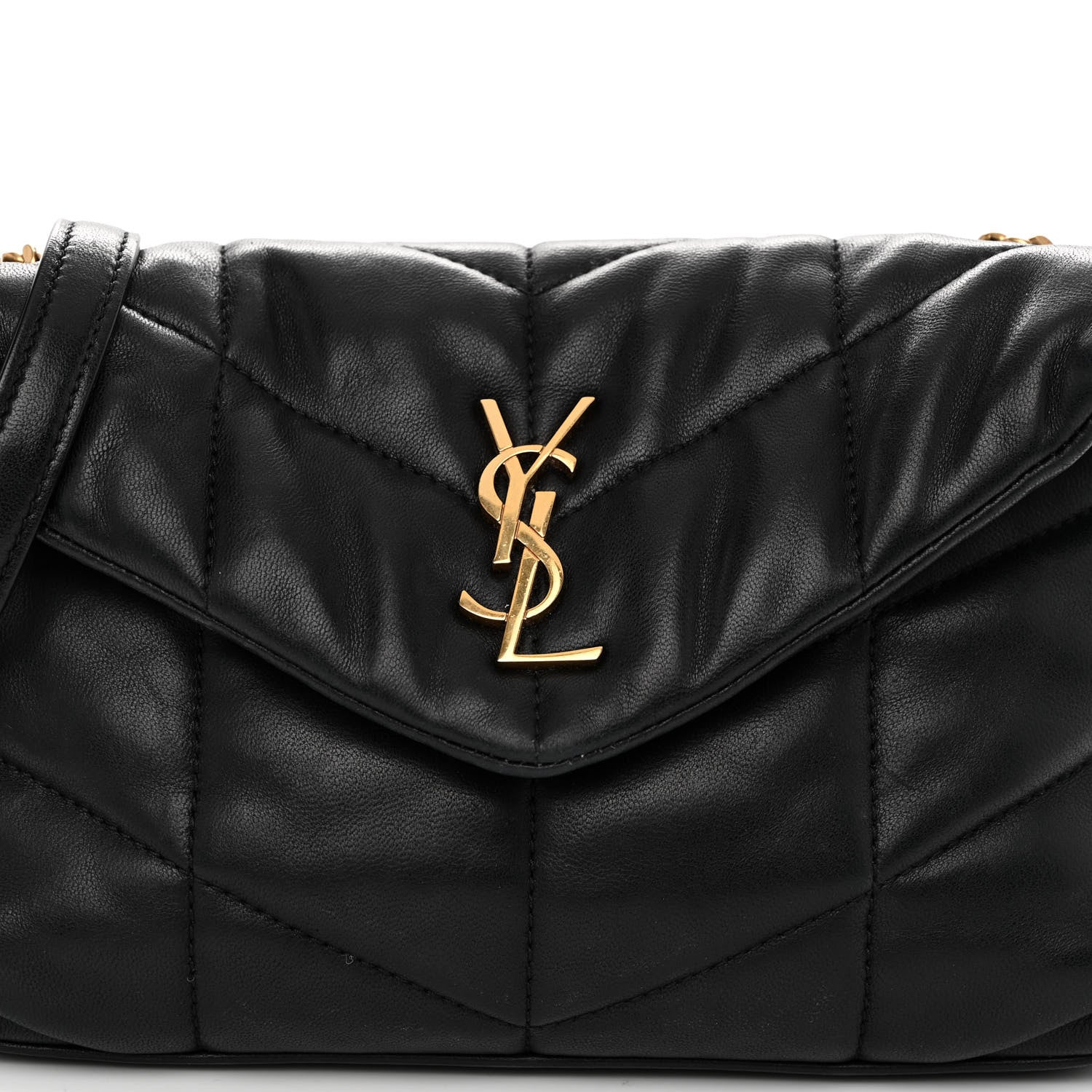 Saint Laurent Lambskin Quilted Toy Loulou Puffer Monogram Chain Satchel Black 7 of 9