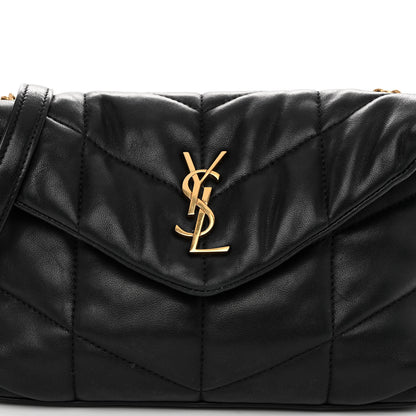 Saint Laurent Lambskin Quilted Toy Loulou Puffer Monogram Chain Satchel Black 7 of 9