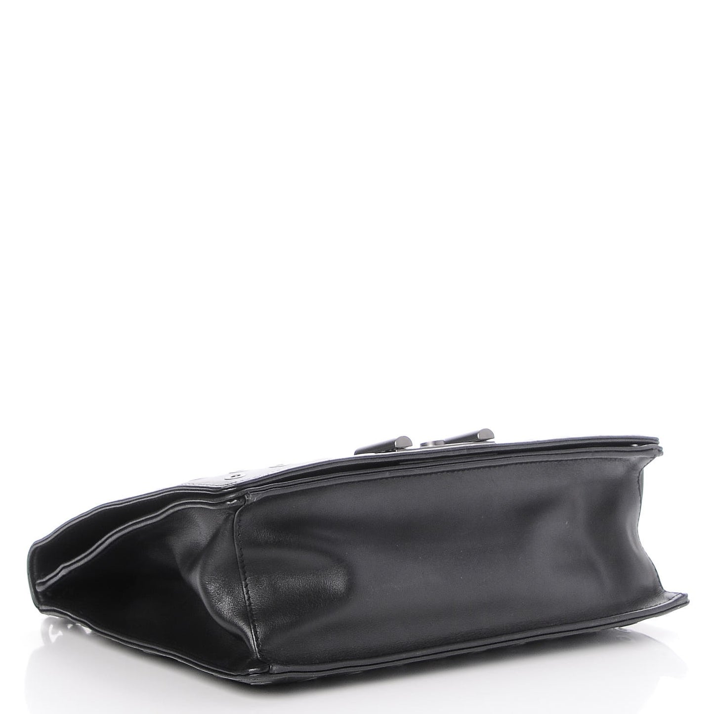 Soft Calf Grommet Lock Flap Chain Shoulder Bag Black