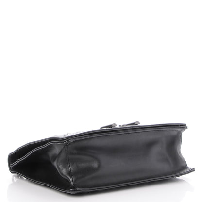 Prada Soft Calf Grommet Lock Flap Chain Shoulder Bag Black 5 of 8