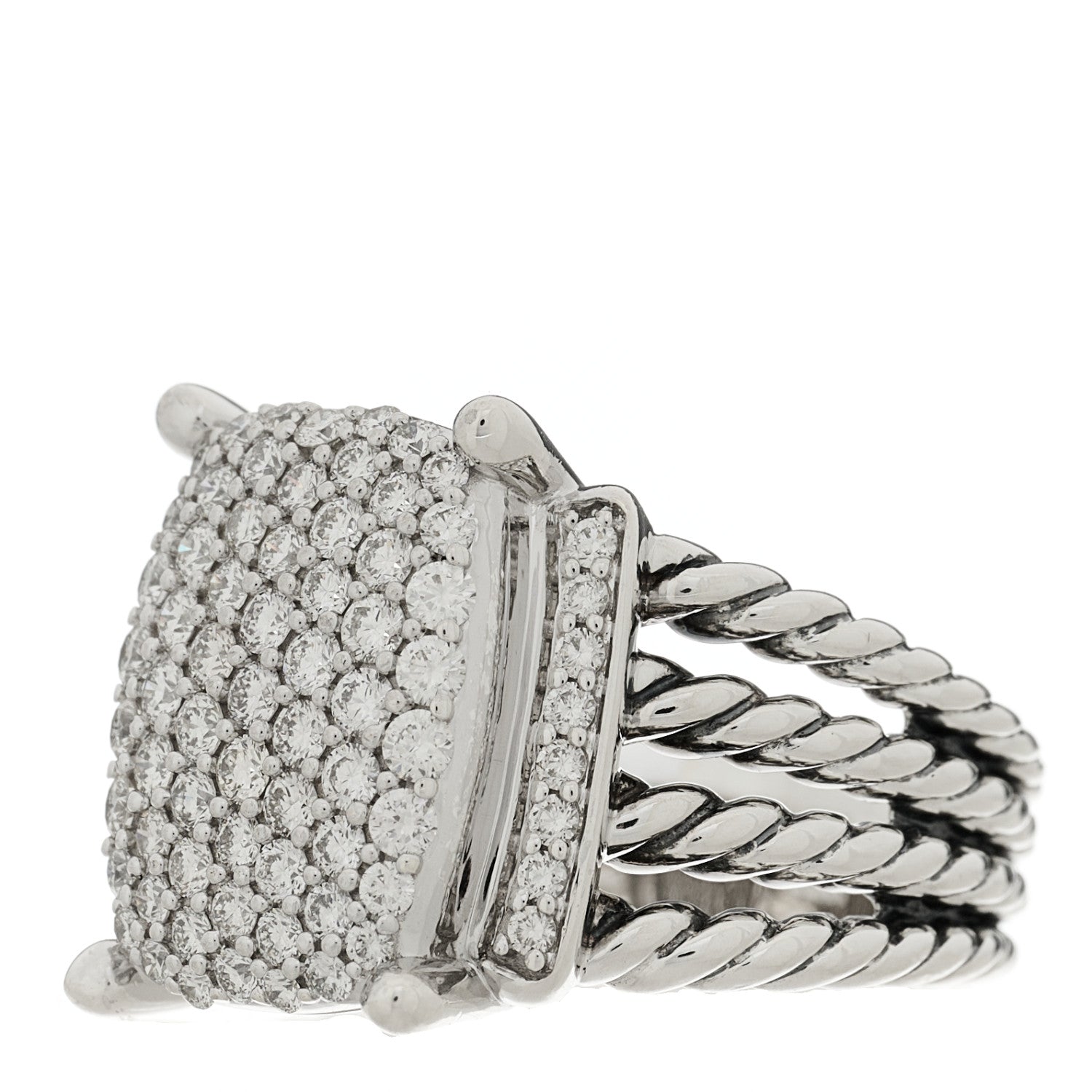 David Yurman Sterling Silver Diamond 16mm Wheaton Ring 54 7 3 of 5