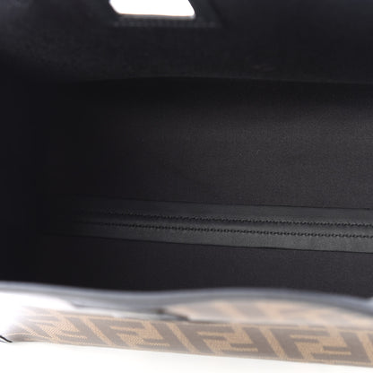 Fendi Glazed Fabric Vitello Century FF 1974 Stamp Patch Mini Peekaboo Defender Cover Mogano Panna Black 4 of 9
