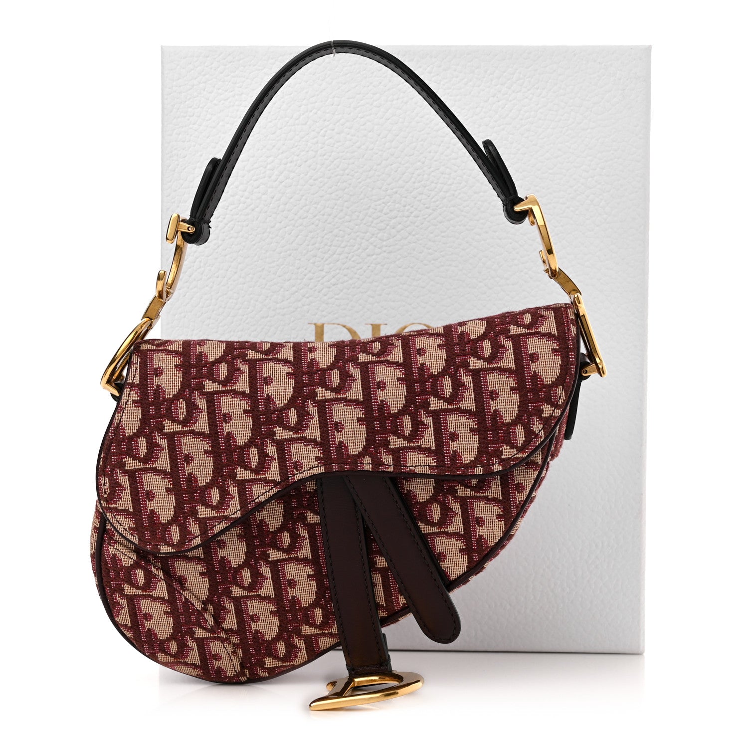 Christian Dior Oblique Mini Saddle Bag Burgundy 12 of 12