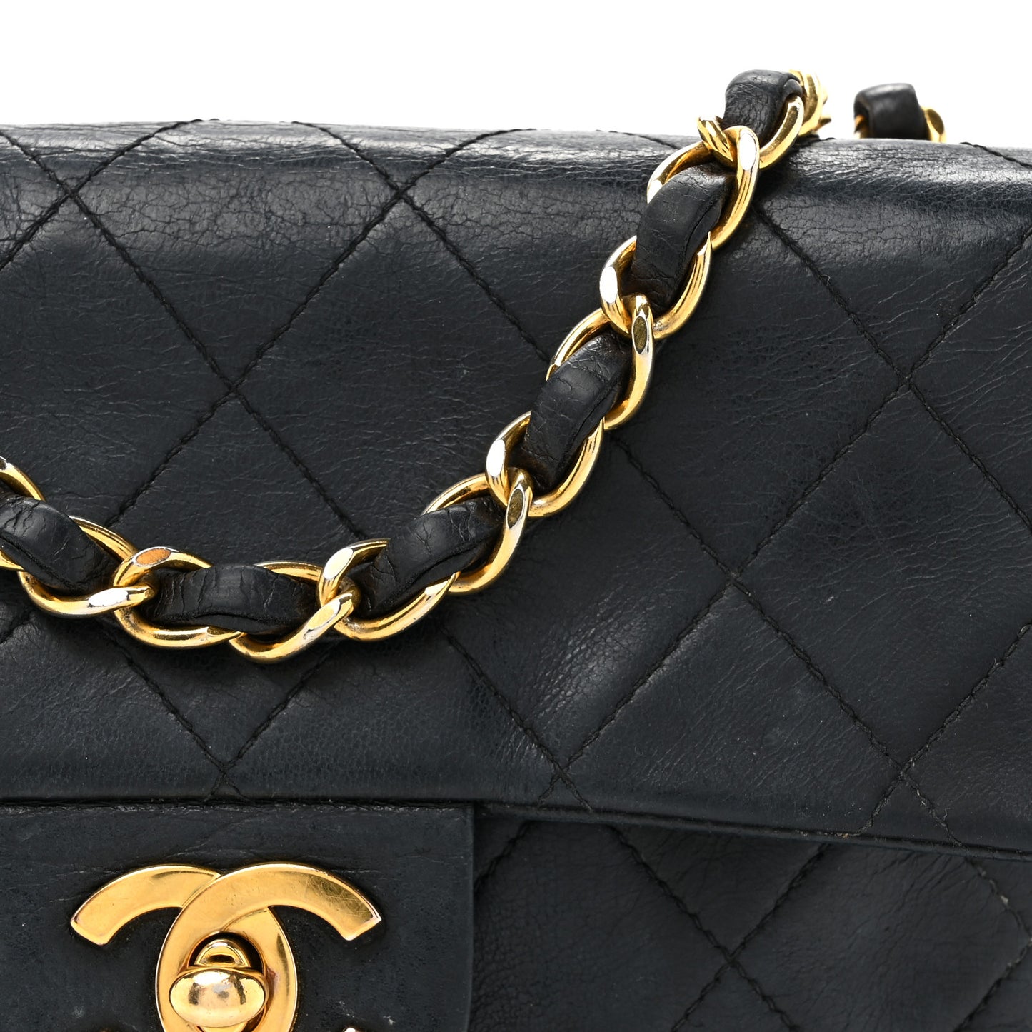 Lambskin Quilted Mini Square Flap Bag Black