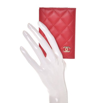 Chanel Lambskin Quilted Card Holder Wallet Dark Pink 2 of 8