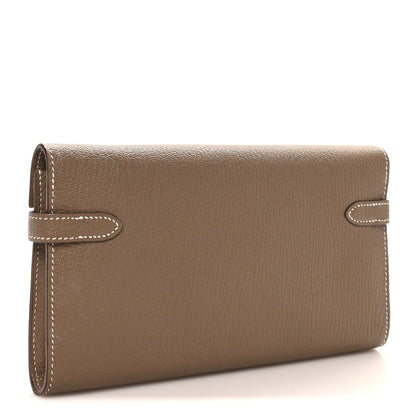 Hermes Chevre Mysore Kelly Longue Wallet Etoupe 3 of 9