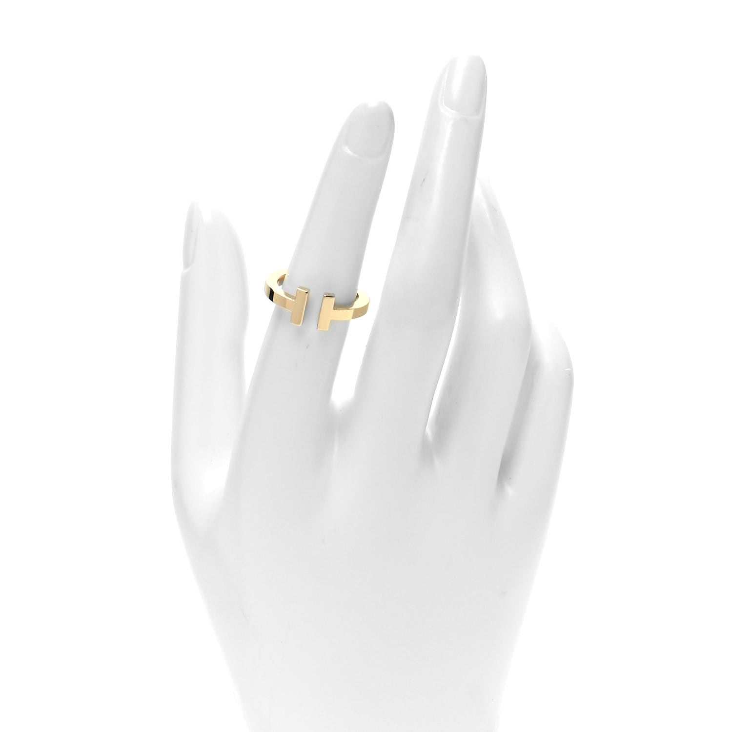 Tiffany 18K Yellow Gold T Square Ring 52 6 2 of 4